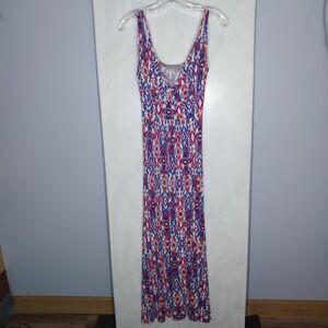Loveappella Babydoll Long Maxi Sundress XS Empire Waist Stretch Colorful Beachy
